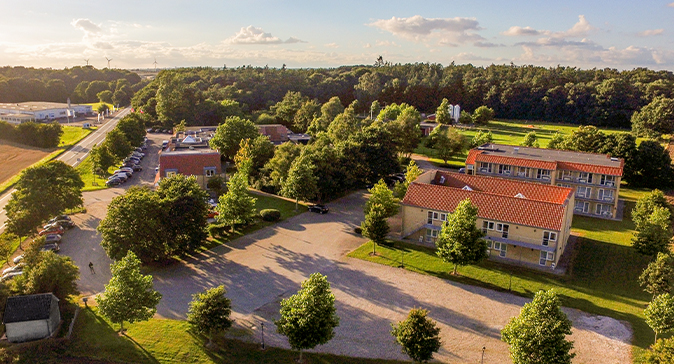 Fjelsted Skov Hotel Konference - hotellet set fra skyerne